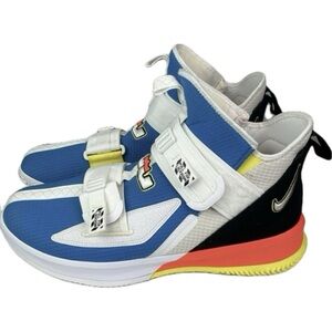 Nike LeBron Soldier 13 SFG High-Top Basketball Shoes Blue, White, and Crimson